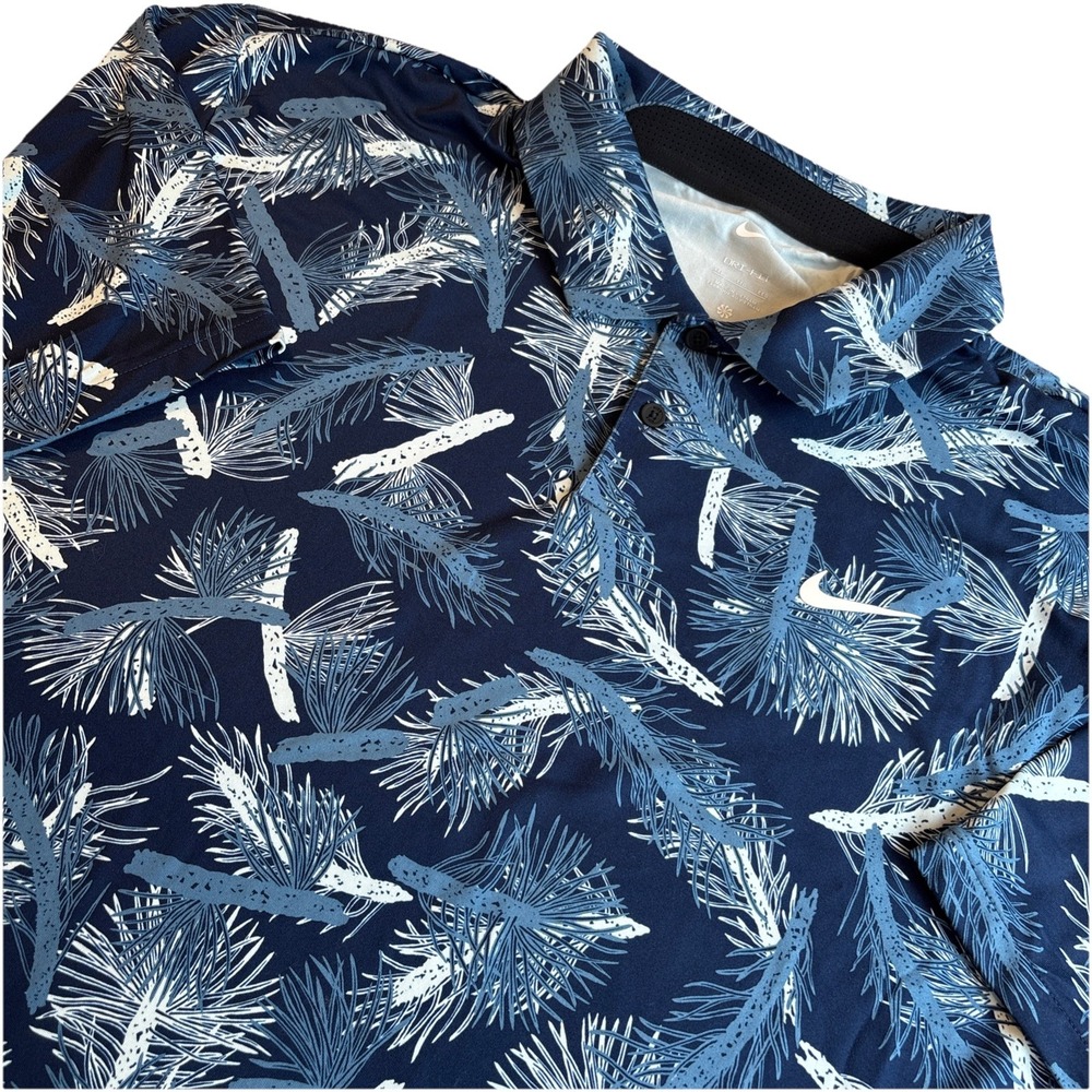 NIKE Tour Dri-Fit Men's Golf Polo Micro Print  Blue/white‎  XXL NEW